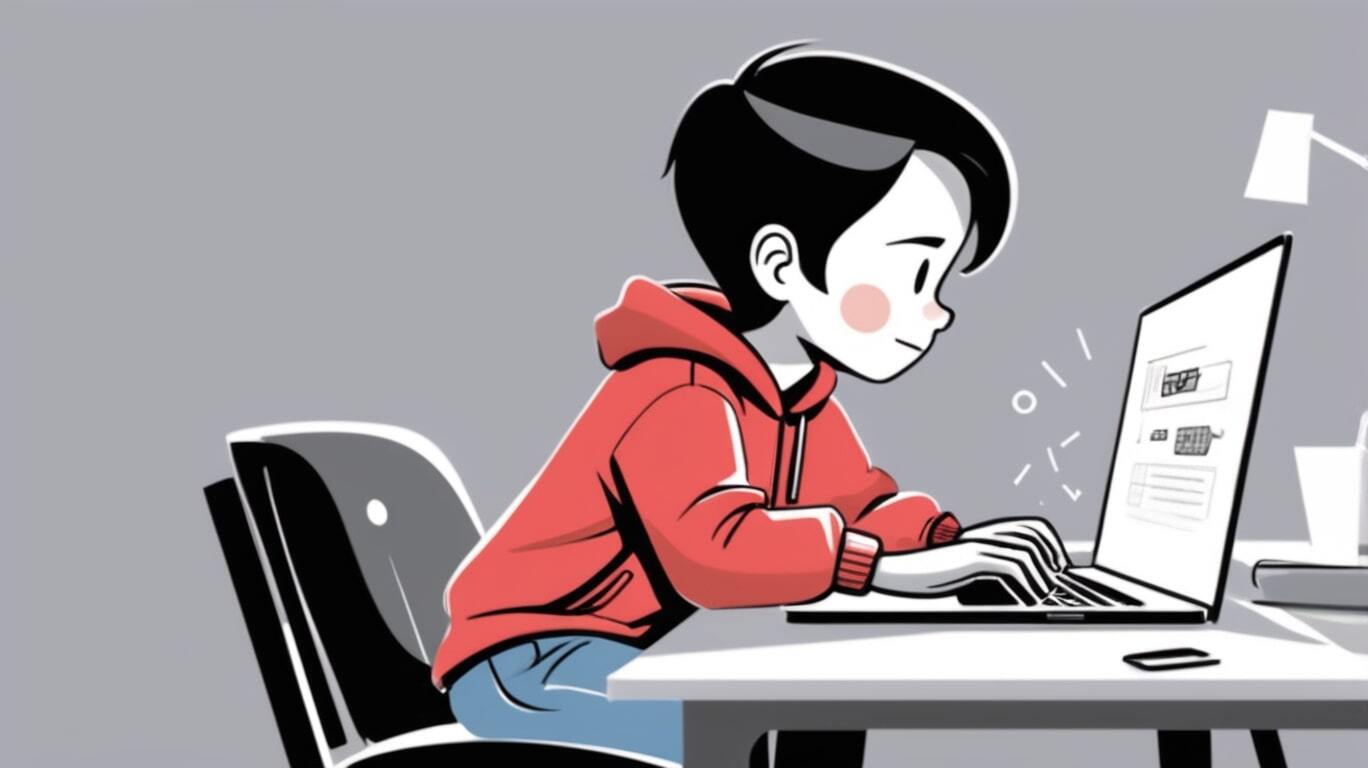 niño investigando sobre matematicas en su laptop-min