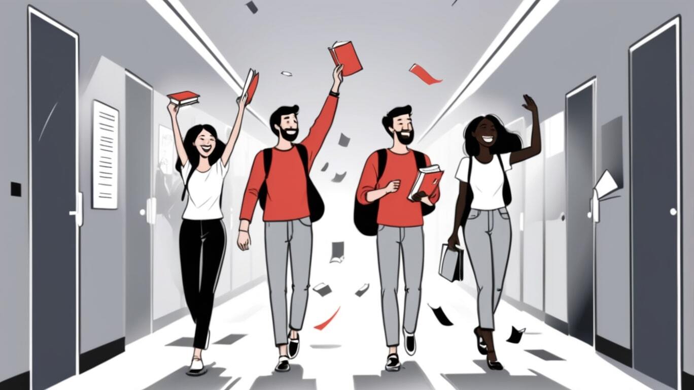 tres universitarios felices por el fin de cursos-min